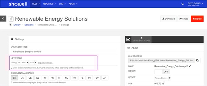 Keywords Admin