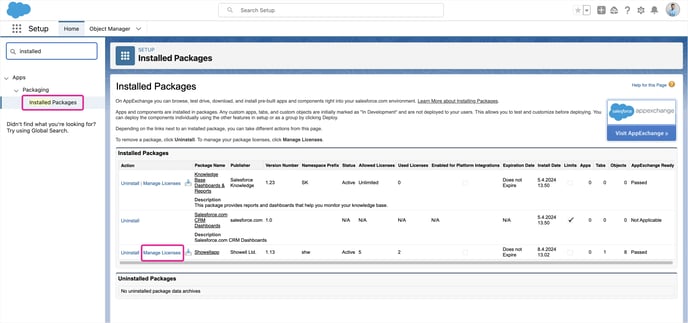 SalesForce Installed Packages copy