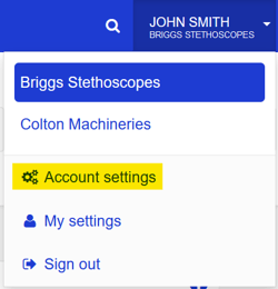 Account settings tab