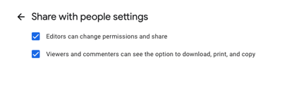 Google drive share settings