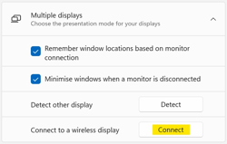 Windows connect wireless display