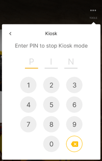 enter pin code to stop kiosk