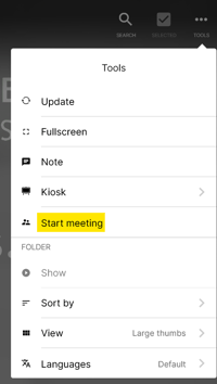 start meeting from top menu